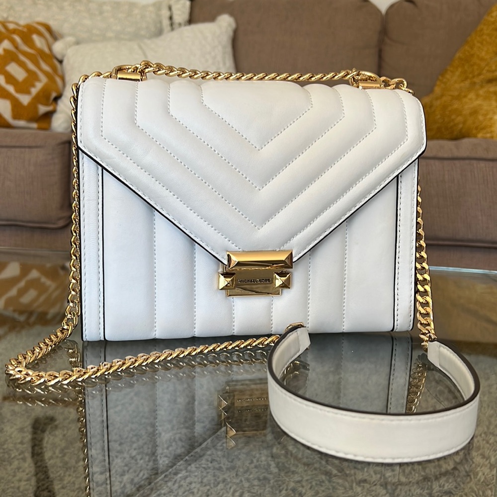 White Michael Kors Quilted Whitney